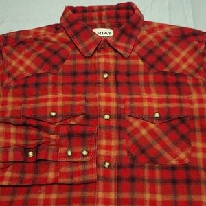 Ariat Heber Retro Fit Western Shirt Mens Medium Red Plaid Snap Front 10047273